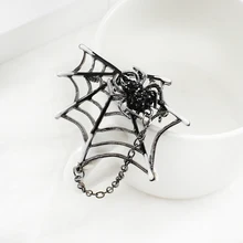 Retro preto aranha broche terno masculino colar pino do parafuso prisioneiro aranha web inseto corrente moda pino neutro casaco de malha acessórios