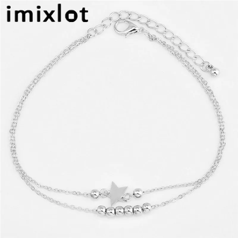 Imixlot ножной браслет ананас многослойный Золотой Серебряный ножной браслет с подвеской из бисера Летняя Пляжная бижутерия для ног модный стиль для женщин