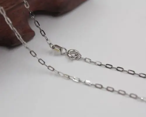 

Pure 18K White Gold Necklace 1.4mm Cable Link Chain Necklace 17.7 Inch L