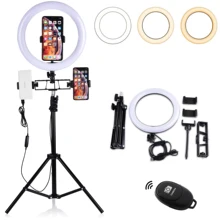 Диммируемый светодиодный кольцевой светильник для селфи 5500k YouTube видео макияж светильник ing& 160 см регулируемая камера штатив стенд/держатель телефона/Bluetooth