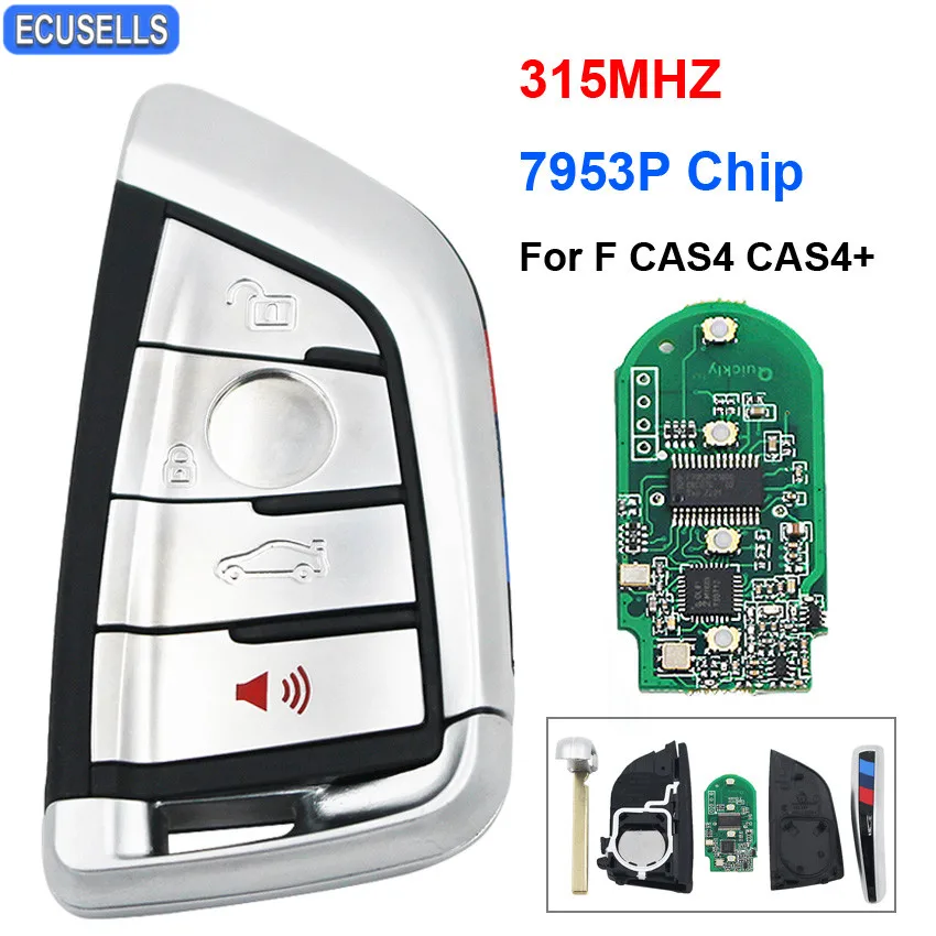 

4 Button Smart Remote Car Key 315MHZ 7953P Chip for BMW F CAS4 1 2 3 4 5 6 7 Series X3 X4 X5 X6 with Uncut Blade Insert Key