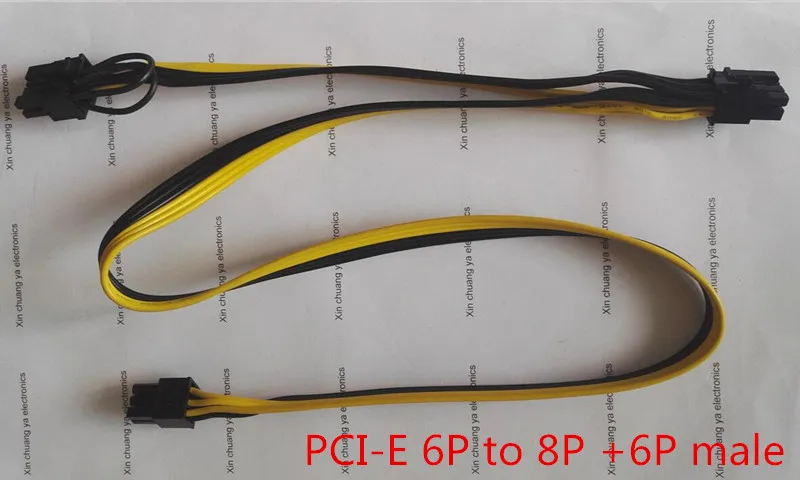 PCI-E PCIE PCI Express 6P male to 6 + 2P 8Pin 6Pin Graphics Card BTC DIY Power extend Cable miner mining wire 18AWG 20 60 см |