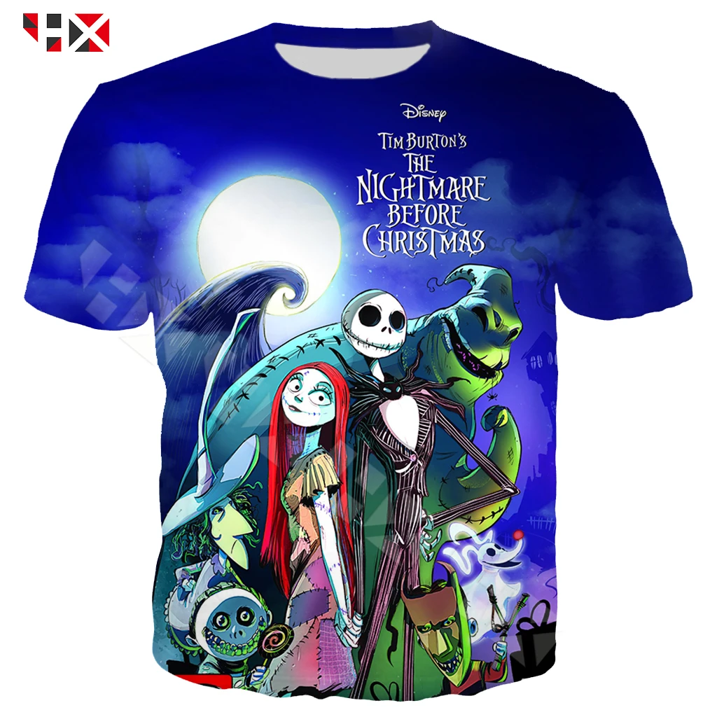 

HX 3D Print Women/Men T Shirt Jack Skellington The Nightmare Before Christmas T Shirts Harajuku Streetwear T Shirt Tops HX739