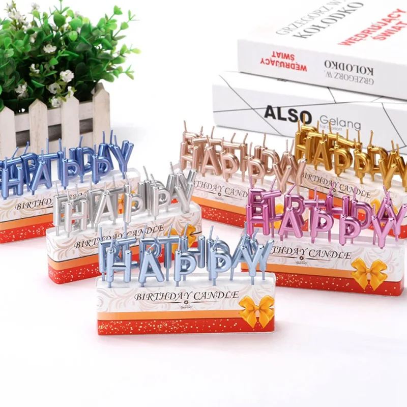 

Gold Sliver Happy Birthday Letter Cake Birthday Party Festival Supplies Lovely Birthday Candles For Kitchen Baking Gift