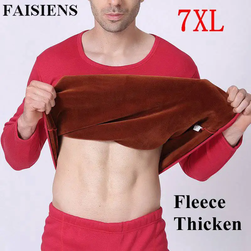 Большие размеры 5XL 6XL 7XL 2018 зимние мужские утепленные флисовые подштанники