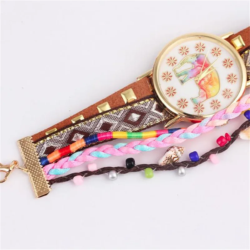Fashion Women Elephant Pattern Knitting Dial Quartz Casual Wrist Watch Bracelet Watch Wrist Watch Relogio Feminino #2AP27 (8)