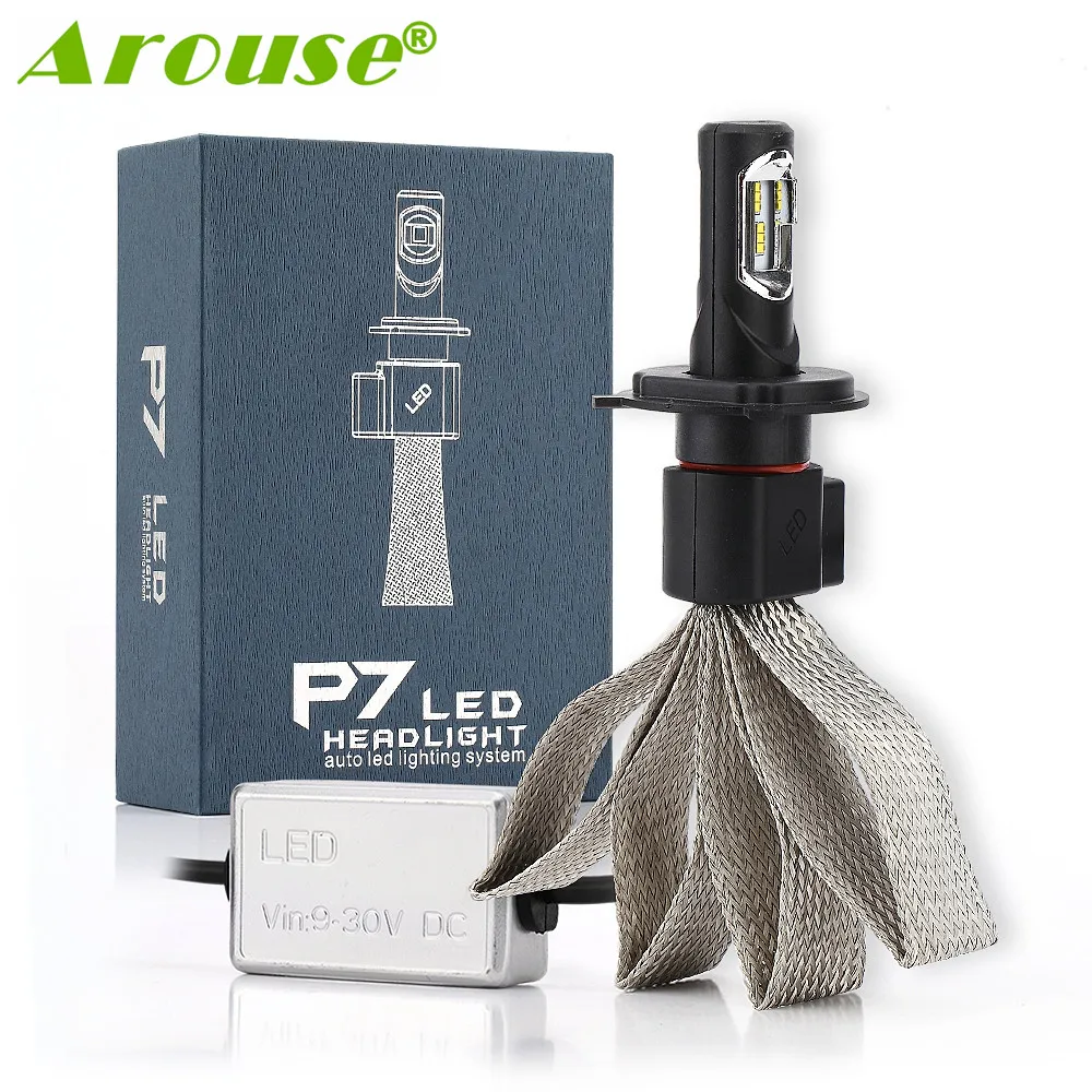 

AROUSE 2 pcs H4 H13 9004 9007 Hi lo Beam 60W CSP Car LED Headlight Braid Radiating 12000LM Auto Bulb Light H1 H3 H27 H7 H11 HB3