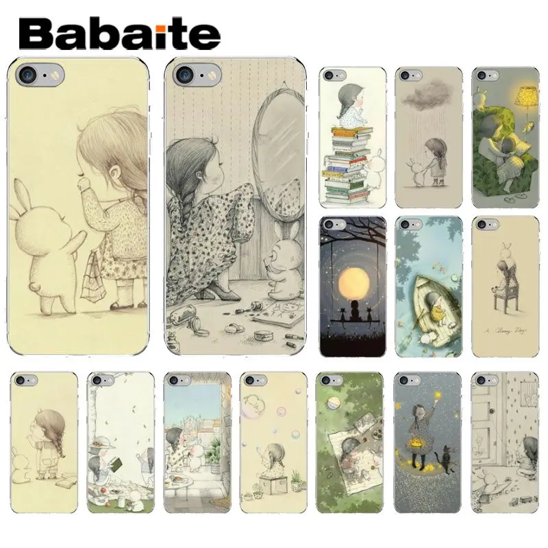 

Babaite Art a girl and her rabbit for day dreamers Silicone Phone Case for Apple iPhone 8 7 6 6S Plus X XS MAX 5 5S SE XR Cover