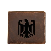 Короткий кожаный мужской кошелек с гравировкой «германский Орел», с флагом, для монет, сумки, с именем, с блокировкой, держатели для карт, Винтажный Мужской кошелек
