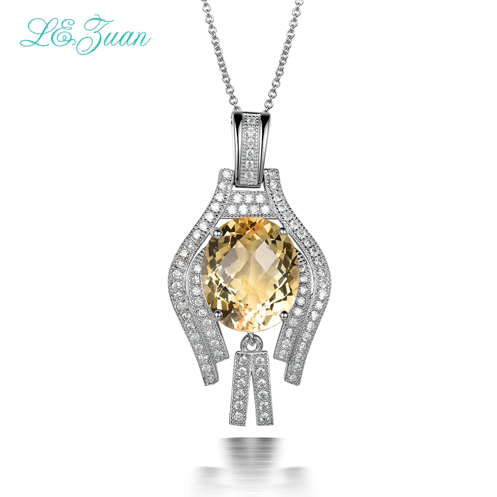 L& zuan ожерелье из стерлингового серебра 925 пробы 7.57ct натуральный цитриновый кулон романтичный цветок ювелирные украшения для женщин Рождественский подарок