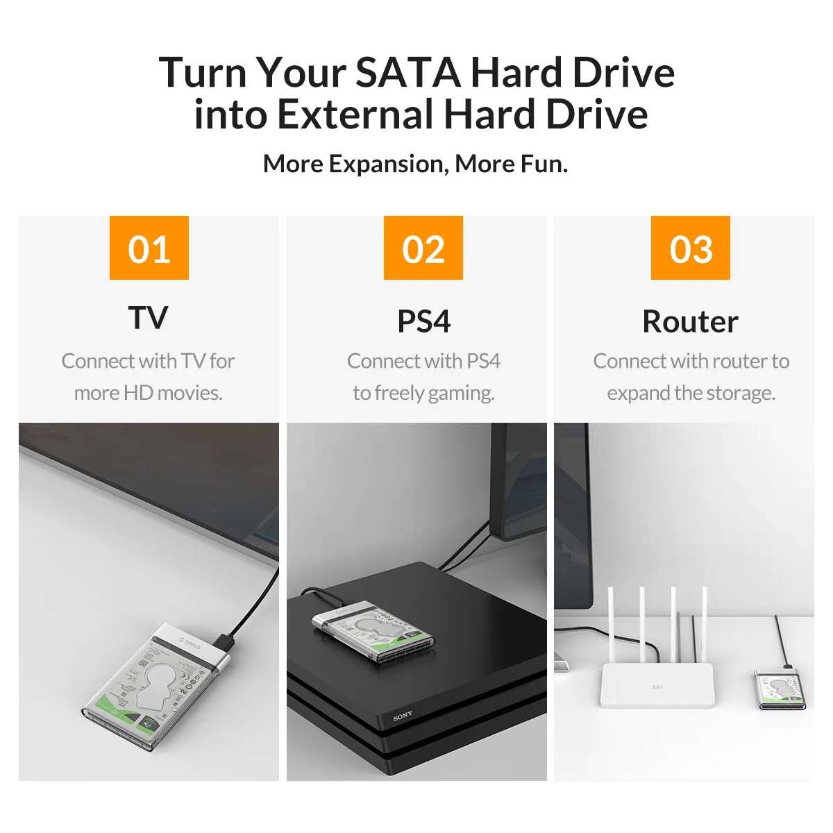 3.5 hdd enclosure ORICO 2.5" HDD Case SATA to USB 3.0 5Gbps 4TB Hard Disk Case Add Metal HDD Enclosure Transparent HDD Housing Support UASP internal hard disk case to make external