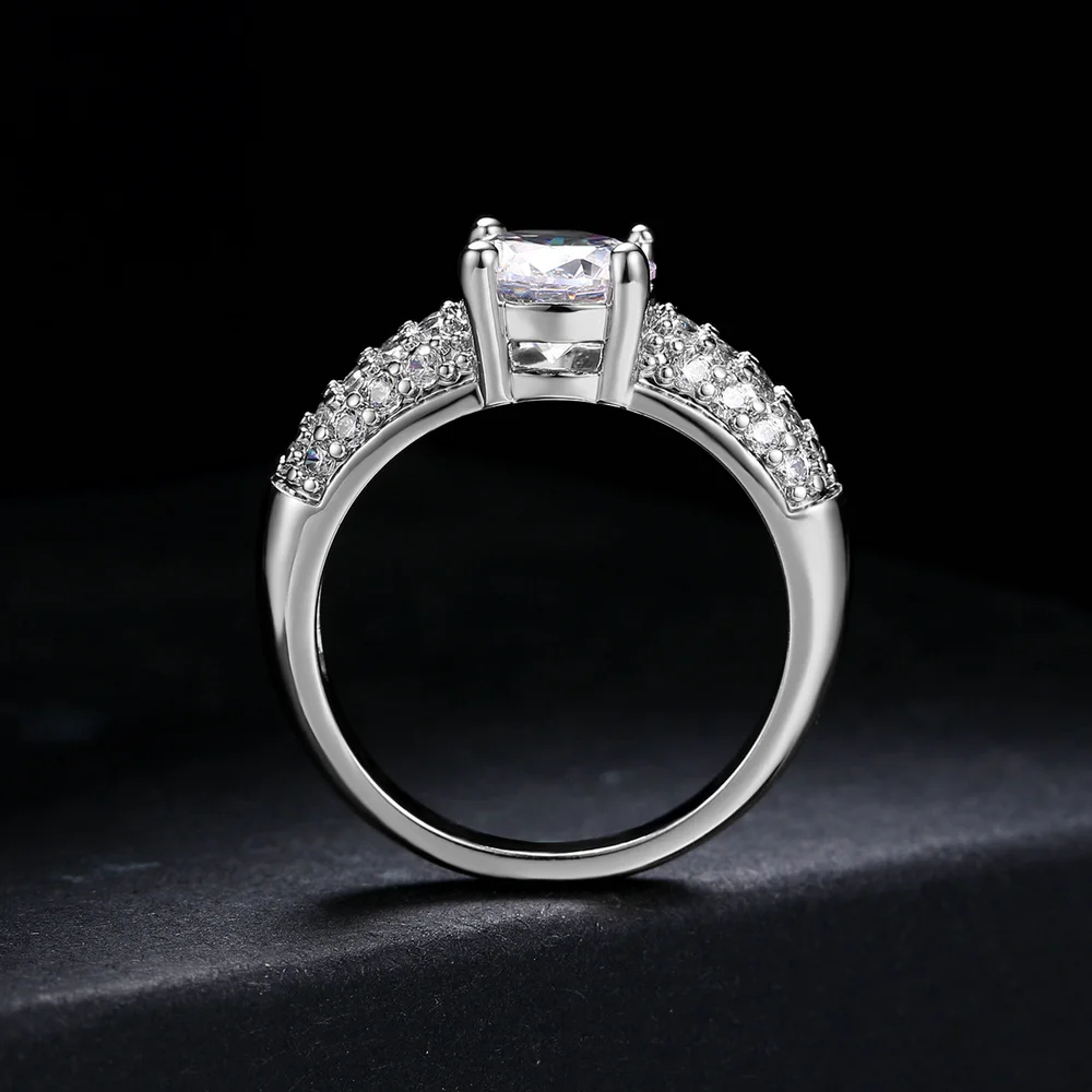 Double Fair Cubic Zirconia Wedding Rings Silver/Rose Gold Color Fashion Crystal Engagement Jewelry For Women Wholesale DFR070