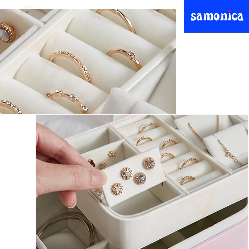 Сплошной цвет простой и универсальный съемный дисплей ювелирных изделий коробка серьги кольцо ожерелье дорожный контейнер для хранения