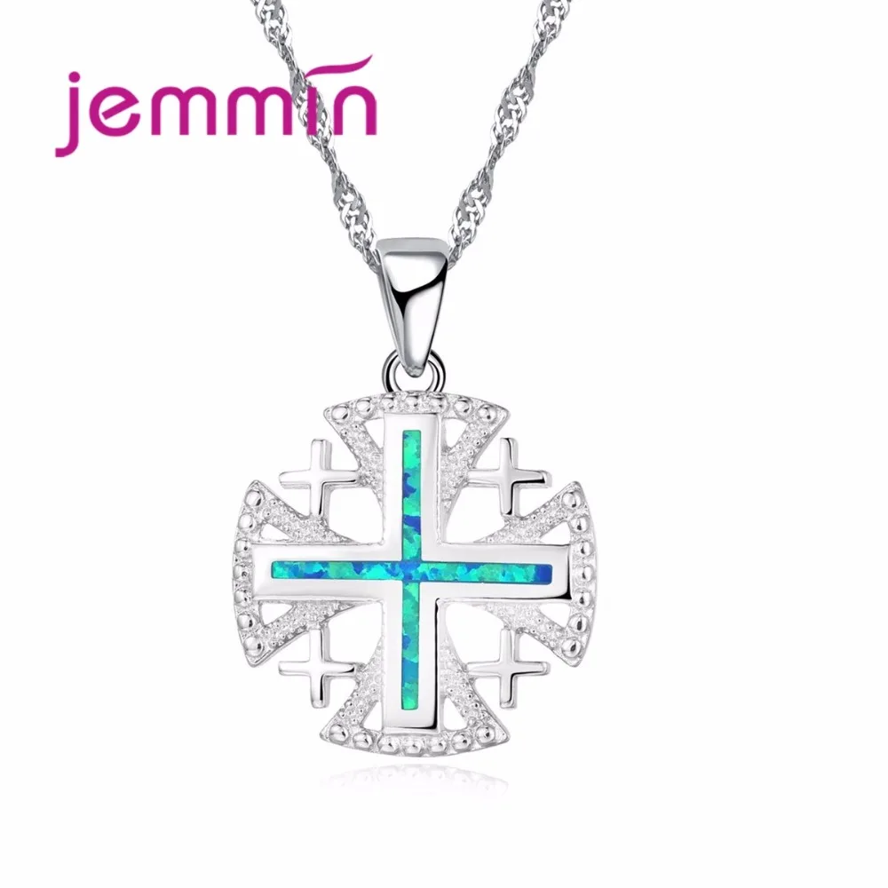Jemmin Top Quality Authentic S90 Silver Color Necklace Pendant Lake Blue Paved Fire Opal Stone For Women Ladies Gift huismerk kopen in de aanbieding Jemmin Top Quality Authentic S90 Silver Color Necklace Pendant Lake Blue Paved Fire Opal Stone For Women Ladies Gift huismerk kopen in de aanbieding