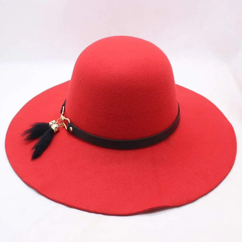 BINGYUANHAOXUAN Chapeau,, повседневная фетровая Кепка с широкими полями, шляпы с куполом, высокое качество, шерстяная широкополая шляпа, женская черная шляпа