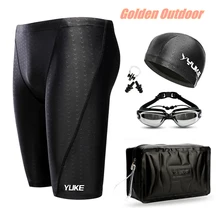 Профессиональные мужские плавки, кепки, очки и сумка для переноски, мужские плавки, водостойкое покрытие, сухая ткань, плюс размер