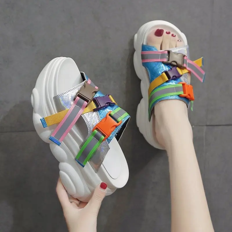 2019 Summer Chunky Sandals Wedge Platform Women Shoes Female Buckle Leather Casual high heel Sandal Woman 8cm Platform Sandals 2019 Summer Chunky Sandals Wedge Platform Women Shoes Female Buckle Leather Casual high heel Sandal Woman 8cm Platform Sandals