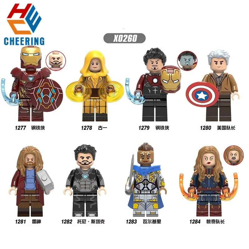 

Single Sale Avengers 4 Iron Man Figures Ancient One Captain America Thor Tony Stark Valkyrie Building Blocks Toys for Kids X0260