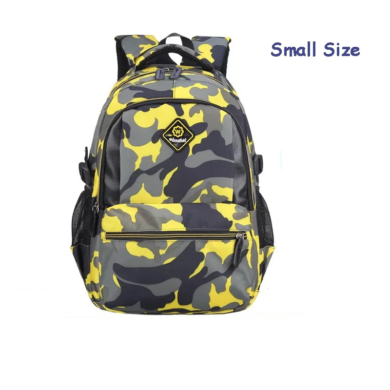 Горячая Распродажа, камуфляжные школьные сумки для мальчиков, детский школьный рюкзак, рюкзаки для школы, детский школьный рюкзак для девочек - Цвет: Small Yellow