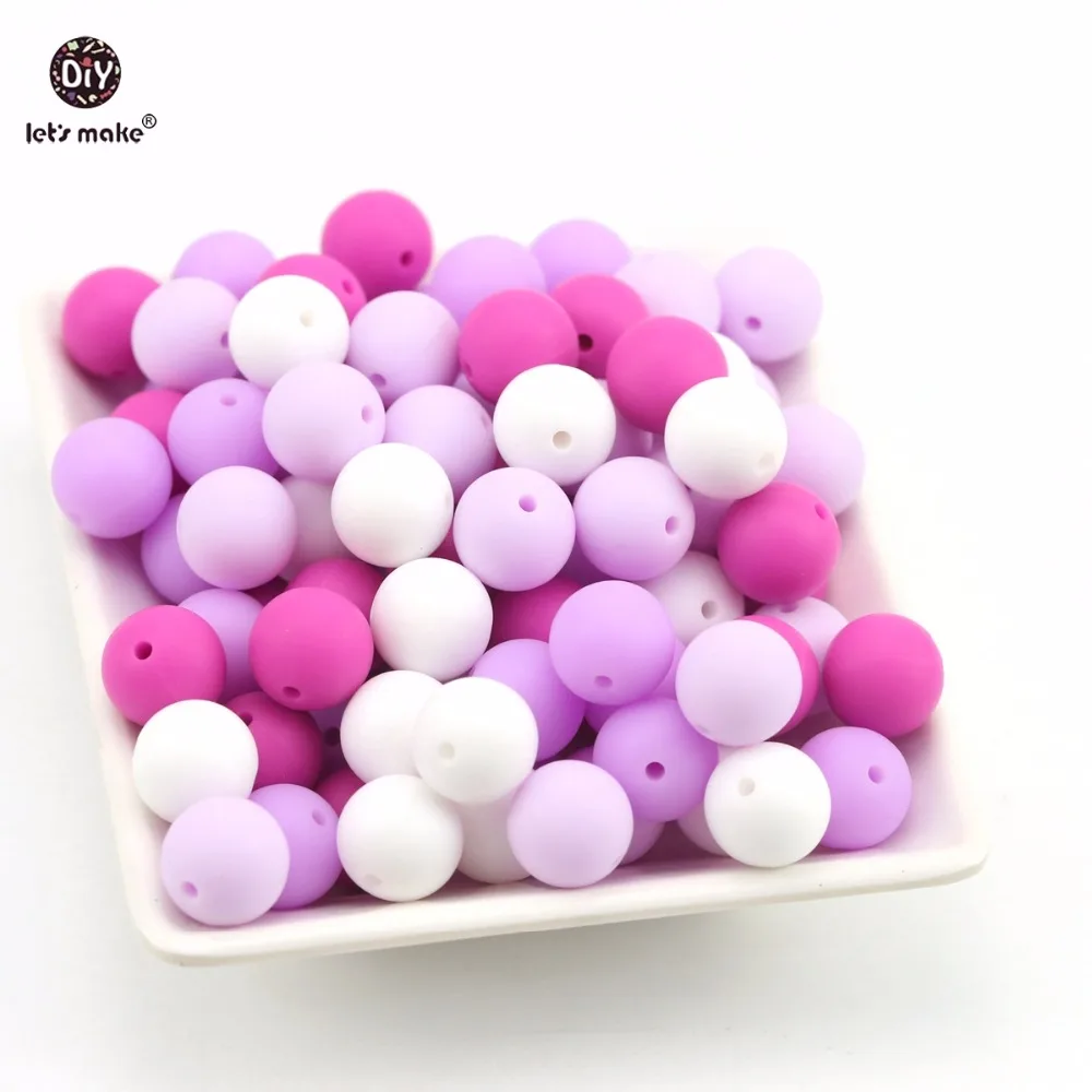 

Let's Make Baby Silicone Teether Bead Food Grade Teething 100pc Purple Series Nursing Accessories DIY Jewelry Beads Baby Teether