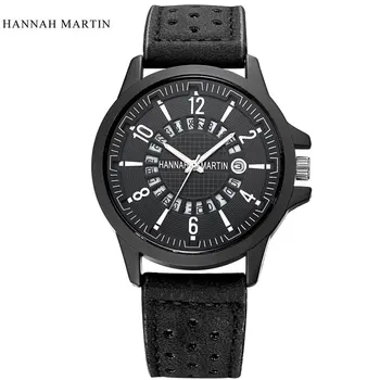

HANNAH MARTIN Mens Watches Top Luxury Brand Men Quartz Watch Waterproof Sport Military Leather Clock Hodinky Relogio Masculino