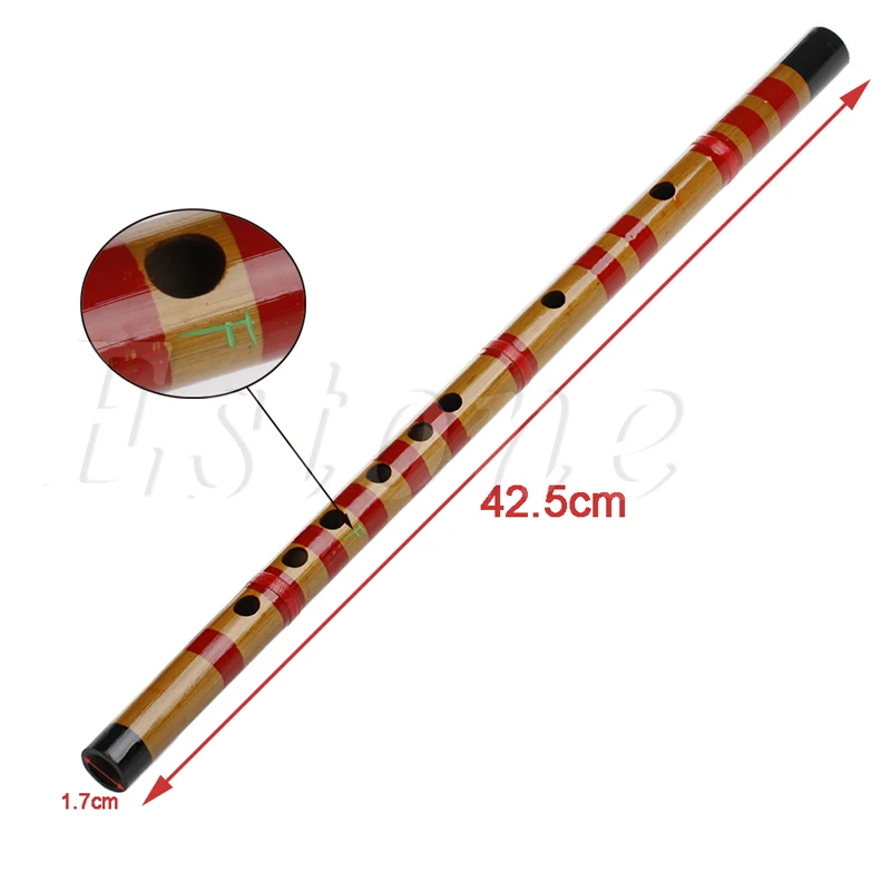 Традиционная длинная бамбуковая флейта кларнет студенческий музыкальный инструмент 7 отверстий 42,5 см 3