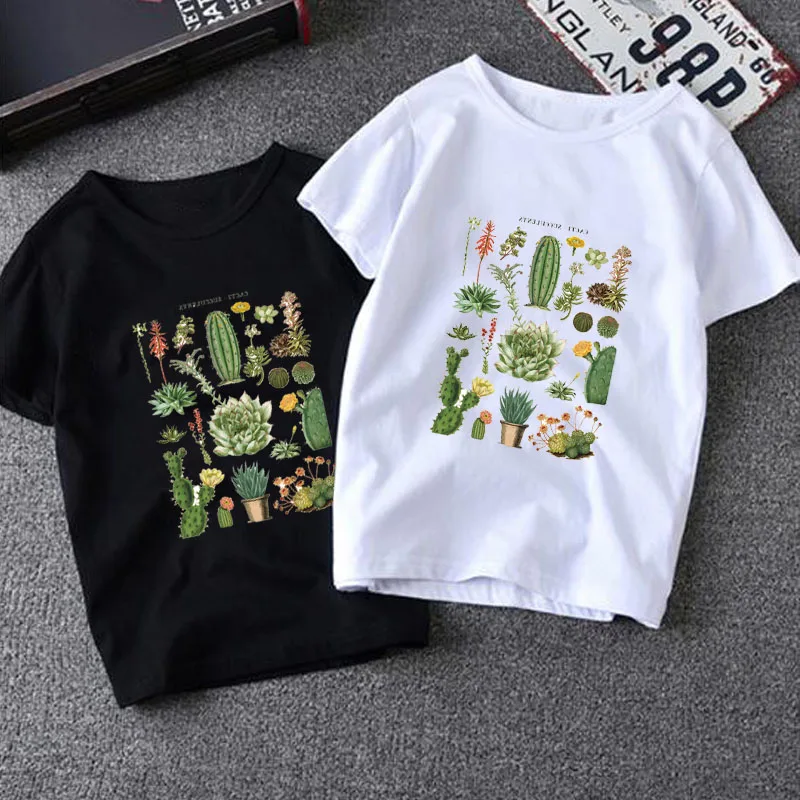 

ZSIIBO Sunshine Plant Cactus Pattern Big Boy T-Shirt Floral Print Boyfriend Universal Casual Cotton Top 2Y-2XL