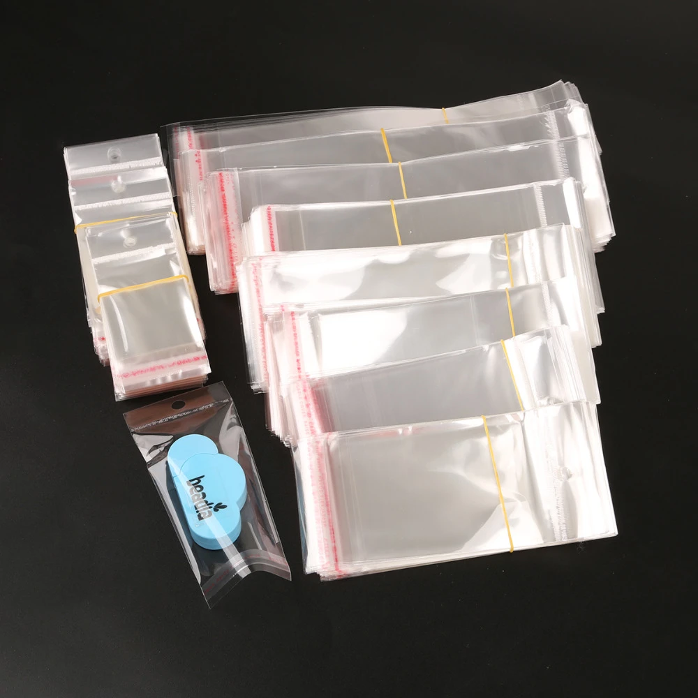 100Pcs//Bag OPP Clear Seal Self Adhesive Plastic Jewelry Home Packing Bags GQTPA