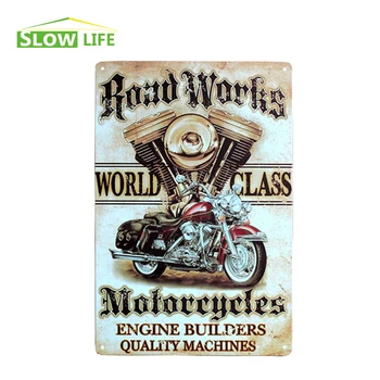 Road Works Motorcycles Vintage Metal Plate Wall Decor Tin Sign Bar Pub Cafe Home Decor Metal Sign Garage Painting Plaque Sticker
