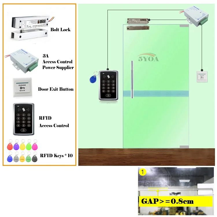 RFID система контроля доступа комплект деревянные очки дверной набор Электрический магнитный замок ID карта Keytab источник питания Кнопка выхода - Цвет: B03FLBolt