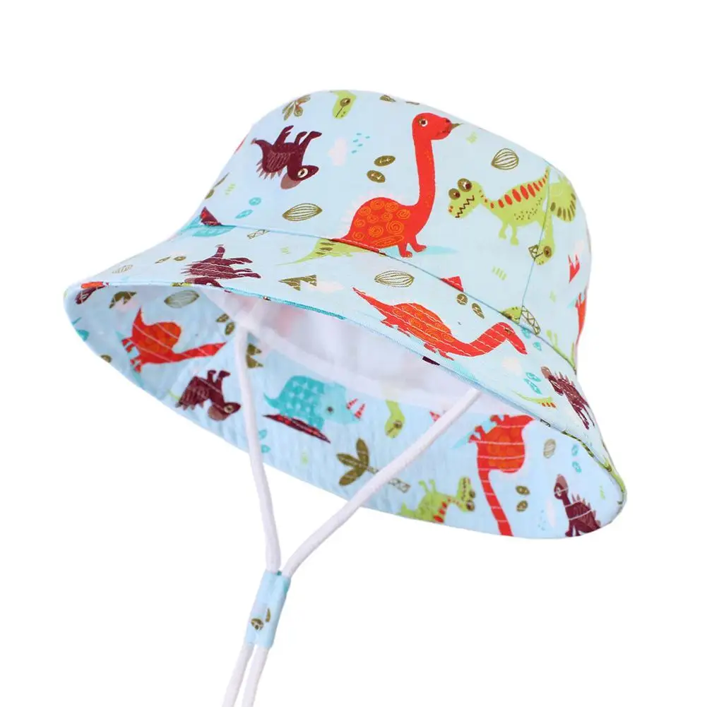 None Boy Cute Dinosaur Pattern Summer Sun Protection Fisherman Hat Bucket Hat