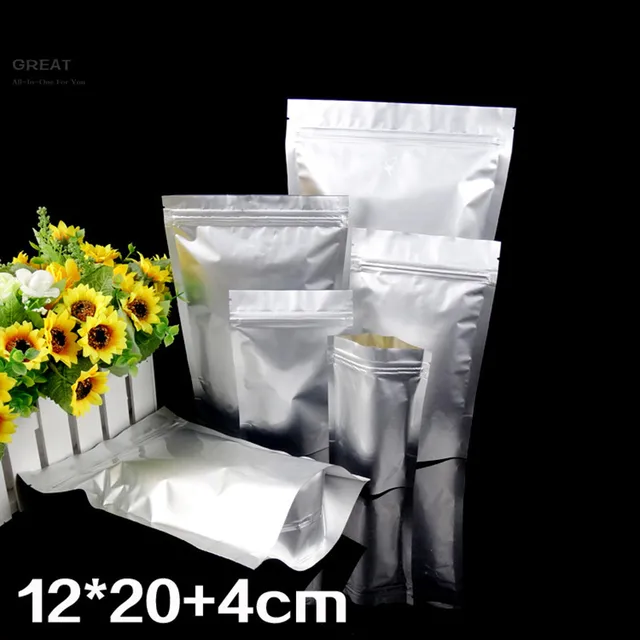 100x Metallic Foil Coffee Candy Bags Reclosable Stand Up Packaging Pouch Aluminum ZipLock Gusset