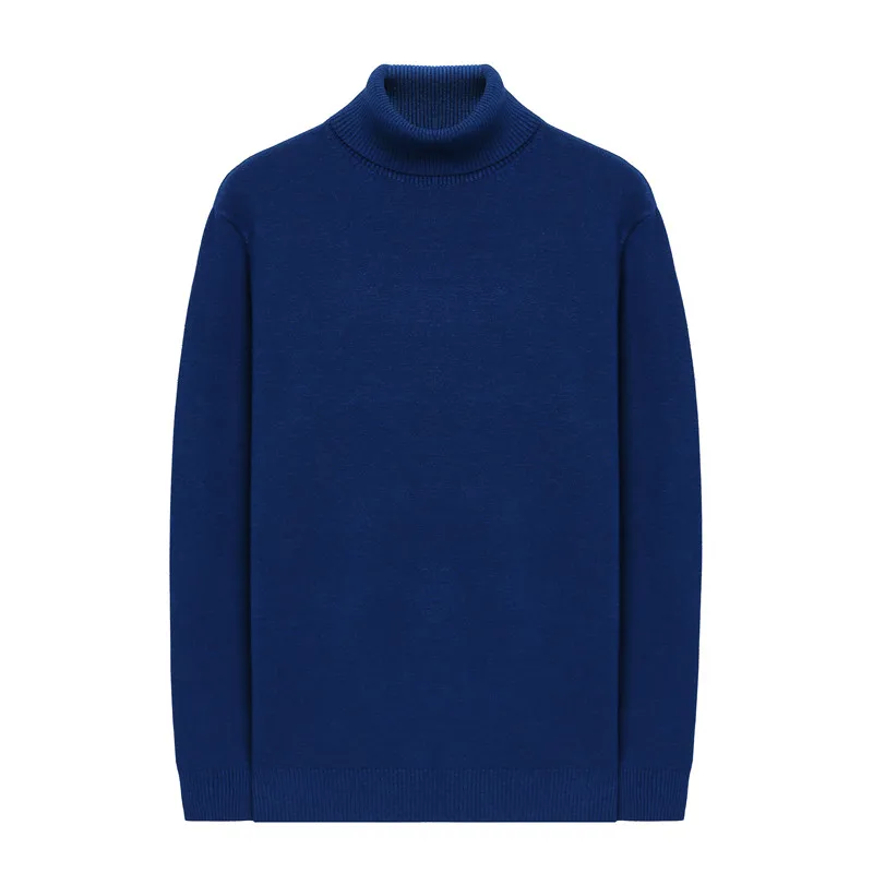 8 цветов, зимний мужской свитер с высоким воротом, новинка, Модный повседневный толстый теплый высококачественный пуловер, свитер в рубчик, брендовая одежда - Цвет: Синий
