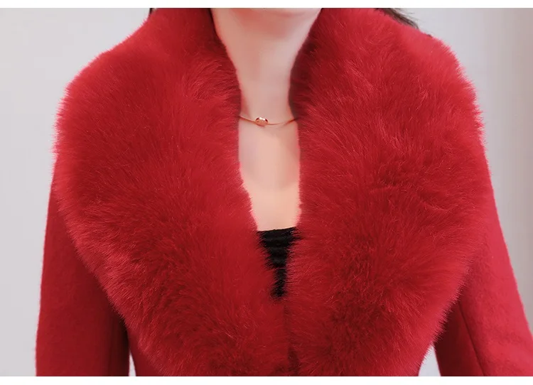 YAGENZ зимнее женское пальто с большим меховым воротником размера плюс, длинное зимнее шерстяное пальто, парка, пальто, розовая верхняя одежда высокого качества K161