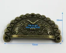 10pcs/lot 10 Antique Brass Jewelry Box Handle Dragon Drawer Pull Cabinet Knob 70*35mm