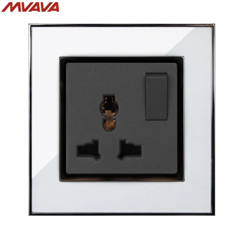 

Free Shipping,MVAVA 10A Multifunction Outlet With 1 gang Wall Universal Decorative 3 PIN Switched Socket Receptacle Mirror White