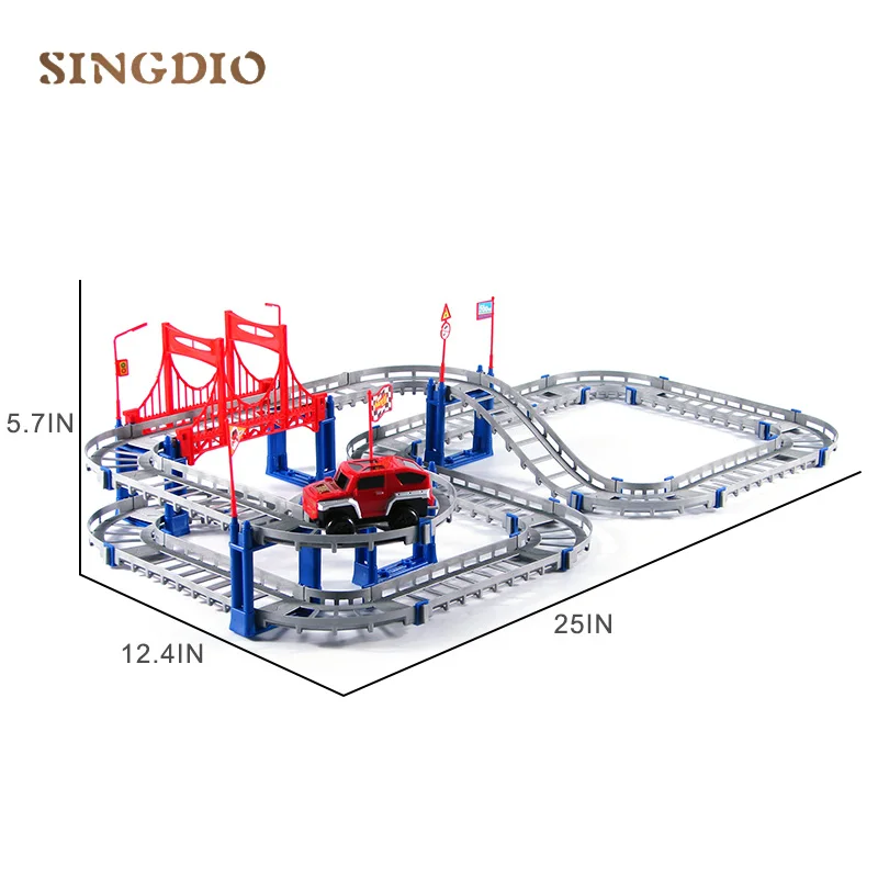 Goedkoop DIY Trein Spoor Speelgoed Model Racing Auto Rail Elektrische Road Bouw Sets Slot Spoorvervoer magic flexibele spoor speelgoed
