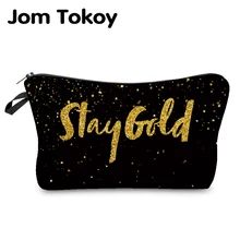 Jom Tokoy, Косметичка-органайзер, Сумка с переводом тепла, с принтом золотого алфавита, косметичка, модная женская брендовая косметичка
