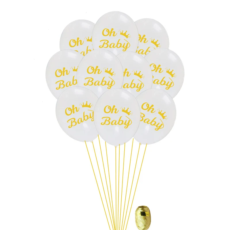 Oh Baby Latex Balloons Gender Reveal Baby Shower Party Decoration Rose Gold Oh Baby Gold Glitter Banner Birthday Supplies