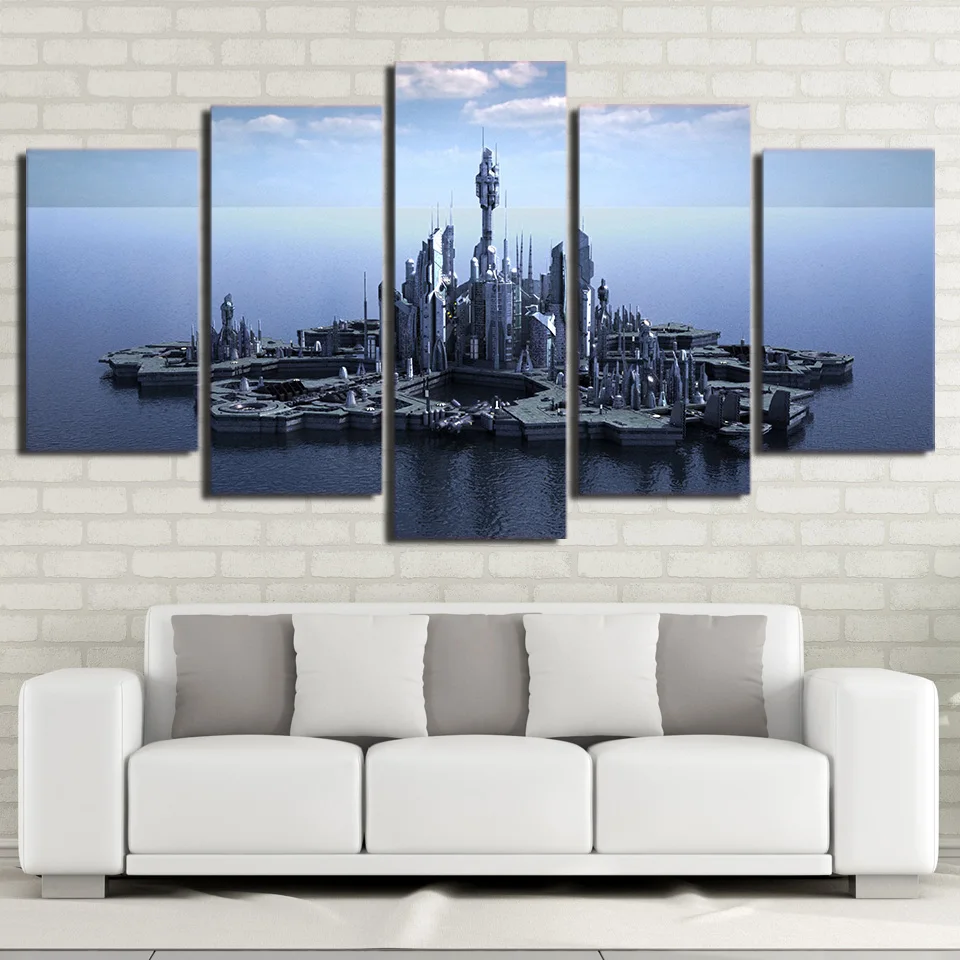 HD Printed 5 Piece Canvas Art Stargate Atlantis Prints Wall Pictures for Living Room Modern Free Shipping | Дом и сад