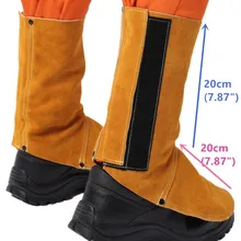 Welding Gaiter Flame/Heat/Abrasion Resistant Cowhide Leather Working Shoe Cover Protector Leather Welding Spats