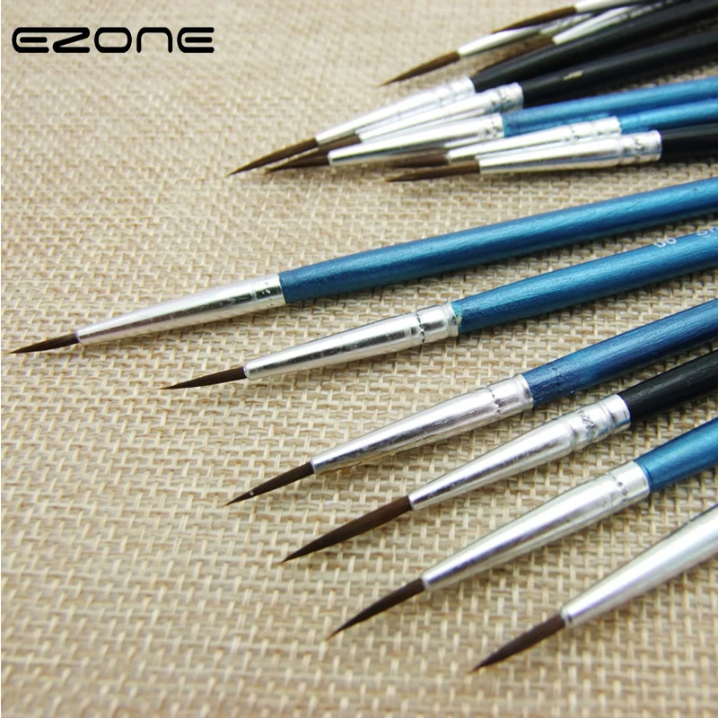 

EZONE 10PCS Paint Brush Fine Hook Line Pens Random Color Handel Nylon Hair Brushes For Watercolor Oil Painting Office Supply