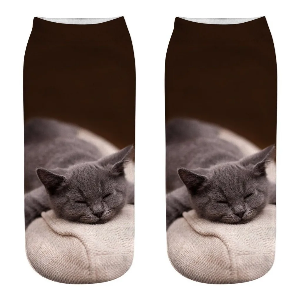 

Celan Knoei Funny Socks Women 3D Novelty Crazy Funny Cat Ankle Socks Cute Colorful Cartoon Low Cut Socks Free Shopping