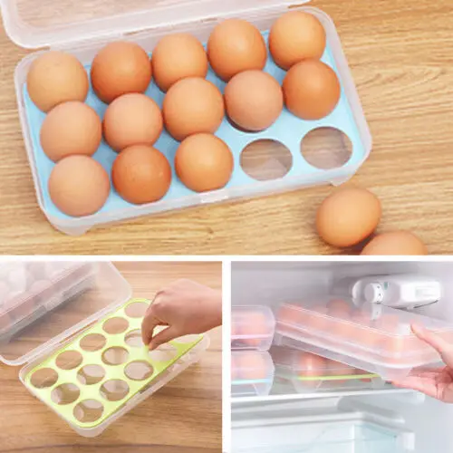 15 Egg Holder Refrigerator Container Kitchen Storage Foldable Home Boxes plastic