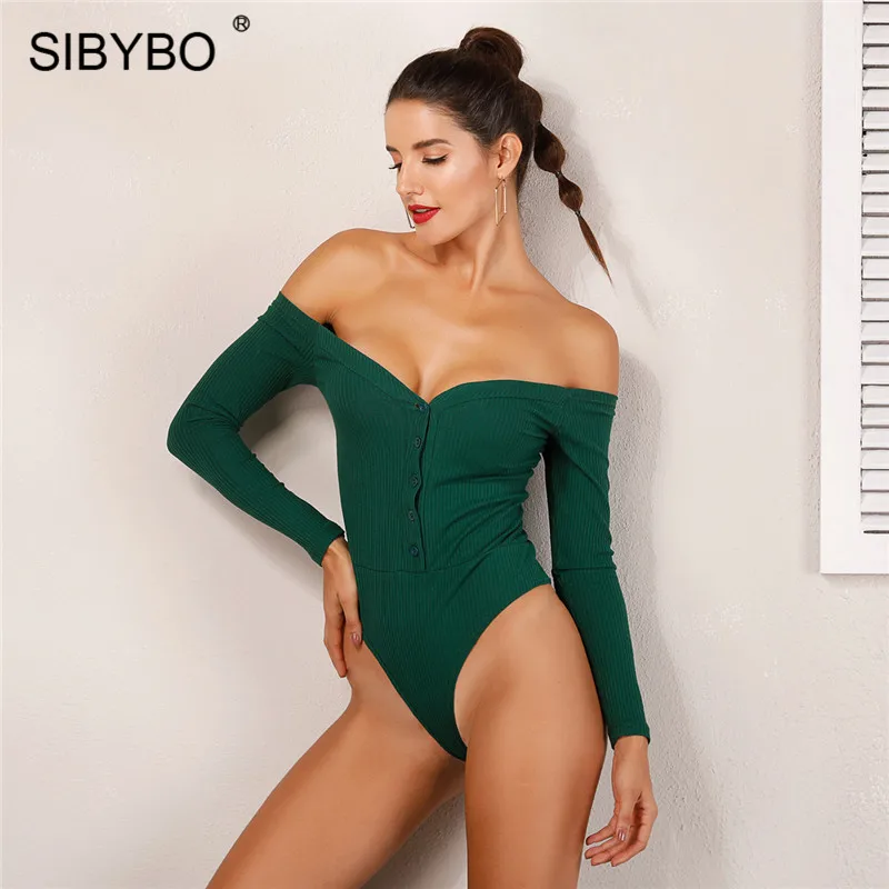 Sibybo حمالة الخامس الرقبة مثير ارتداءها بلوزات غير مغطية للكتف طويلة الأكمام زر نحيل رومبير النساء الخريف عارضة ارتداءها بذلة Sibybo حمالة الخامس الرقبة مثير ارتداءها بلوزات غير مغطية للكتف طويلة الأكمام زر نحيل رومبير النساء الخريف عارضة ارتداءها بذلة