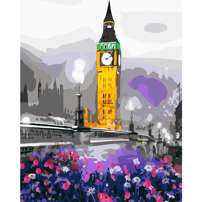 

bell tower Hand Made Paint High Quality Canvas Beautiful Painting By Numbers Surprise Gift Great Accomplishment