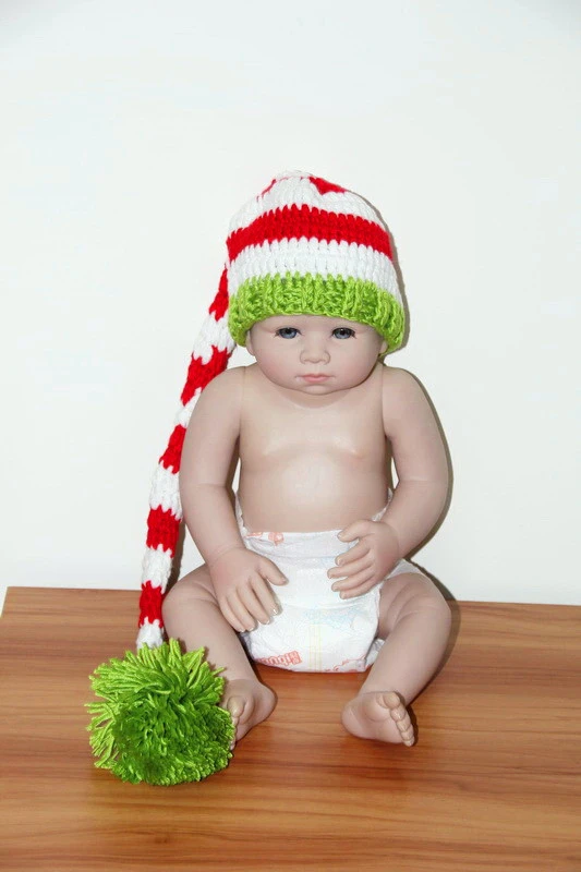 送料無料 写真プロップかぎ針編み赤ちゃんエルフクリスマス帽子手作りかぎ針編みベビーストライピングテール帽子 サイズ 0 1month 3 4メートル Christmas Grab Bag Gifts Christmas Nightieschristmas Braid Aliexpress