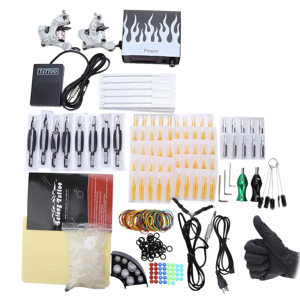 Solong Tattoo Kit 2 Machine Guns Lasting Power Supply Needles Choosing