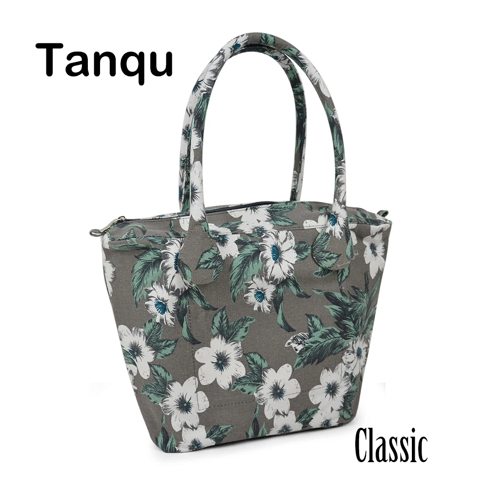 TANQU Long Round Flora Canvas Fabric Handle with Classic Insert Lining for Obag Classic O Bag Women's Bags Shoulder Handbag