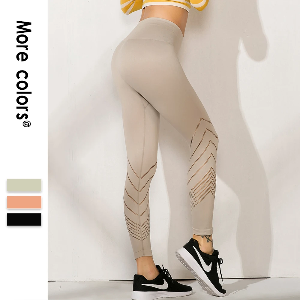 

AALAMGEER High Waist Solid Yoga Sport Seamless Leggings Women Fitness Hollow Out Running Pants Ropa Deportiva Mujer Gym Tights